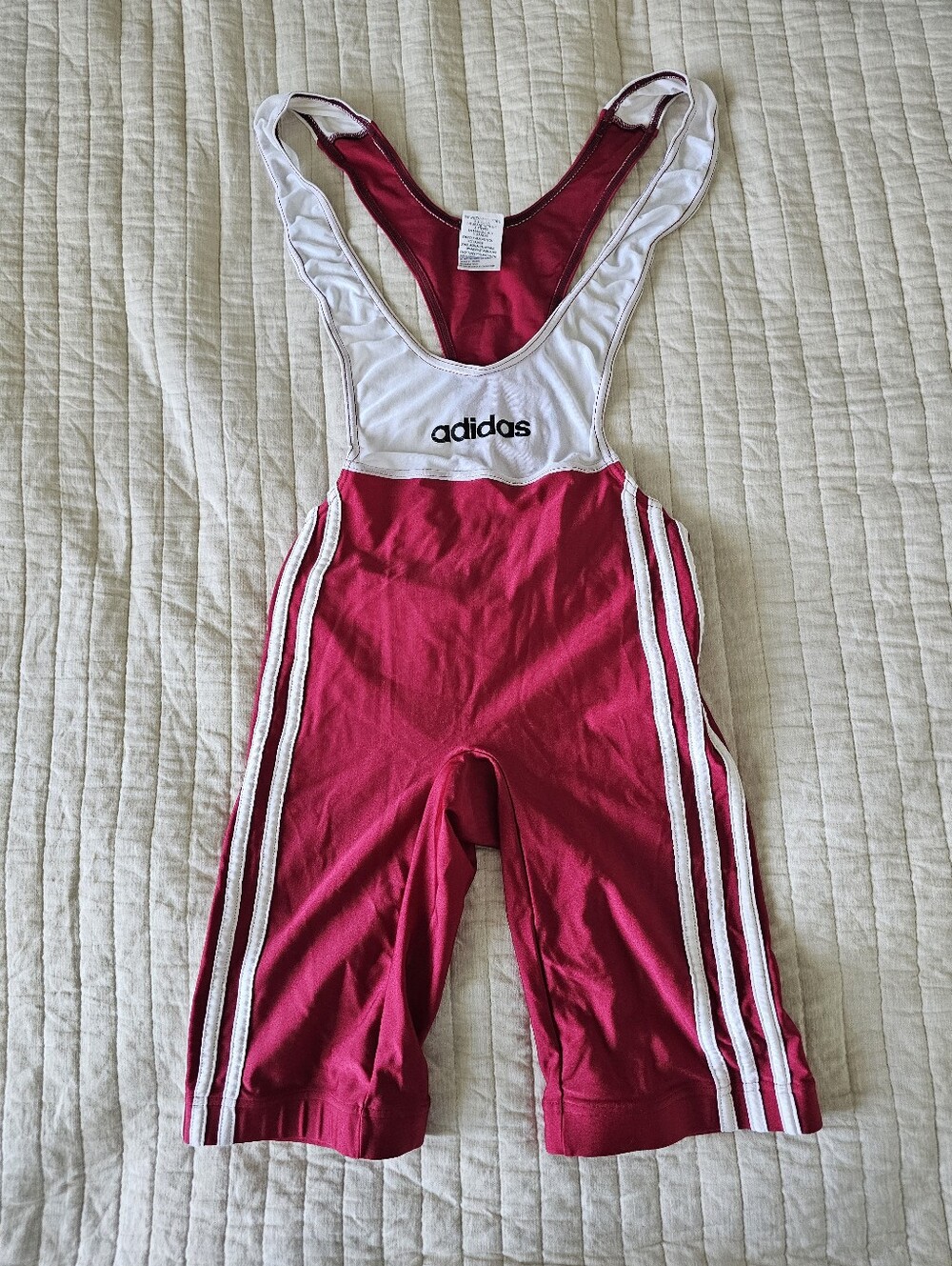 adidas Red and White Wrestling Singlet Bib